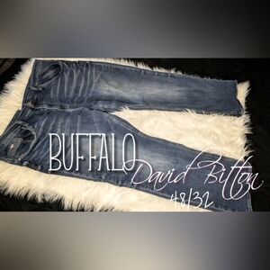 Buffalo Men's Dark Blue Denim Slim Straight Stretch Jeans 48x32